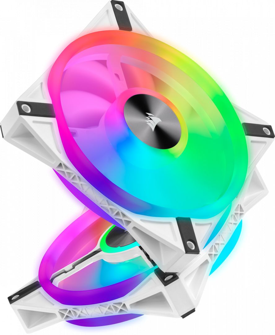 Corsair iCUE QL140 RGB PWM White Dual Fan Kit with Lighting Node CORE