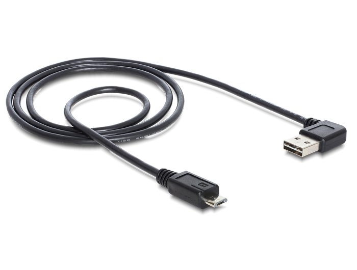 DeLock Cable EASY-USB 2.0 Type-A male angled left / right > USB 2.0 Type Micro-B male 1m