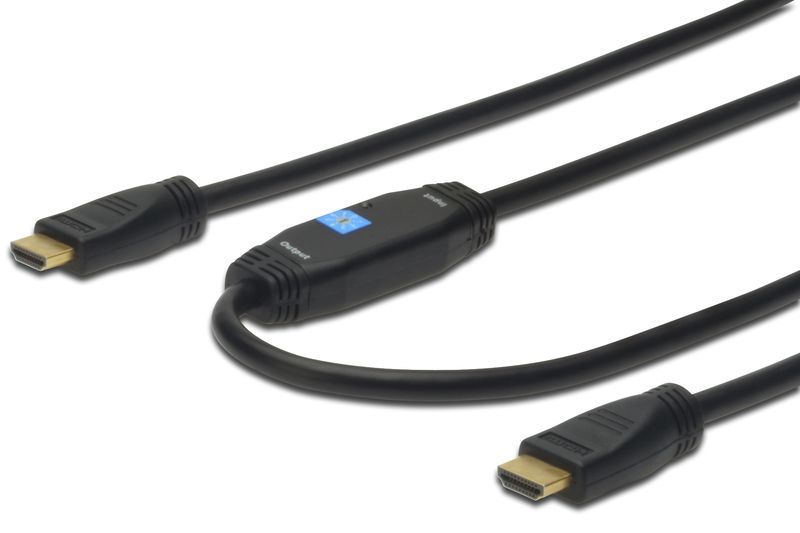 Assmann HDMI High Speed Ethernet connection cable with amplifier type A M/M 15m Black