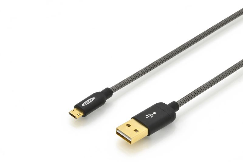 Ednet USB2.0 Sync/Charger Cable Metal Colored 1m Black