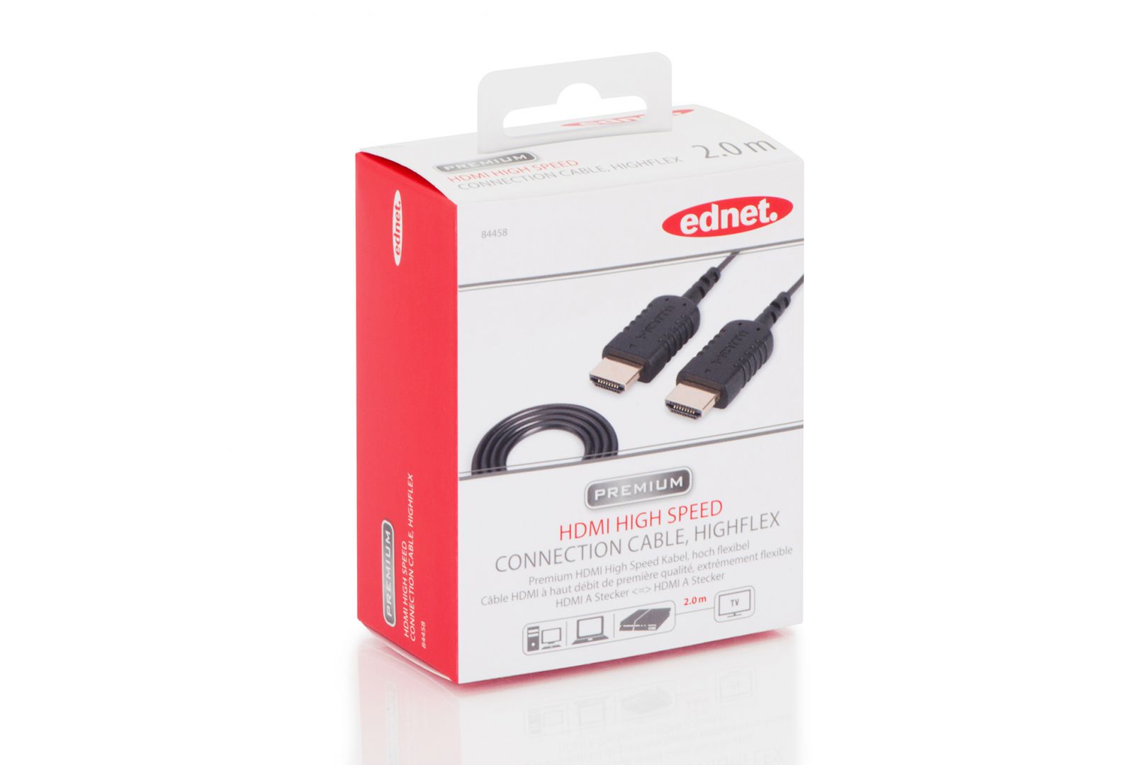 Ednet HDMI High Speed connection cable, type A, HighFlex