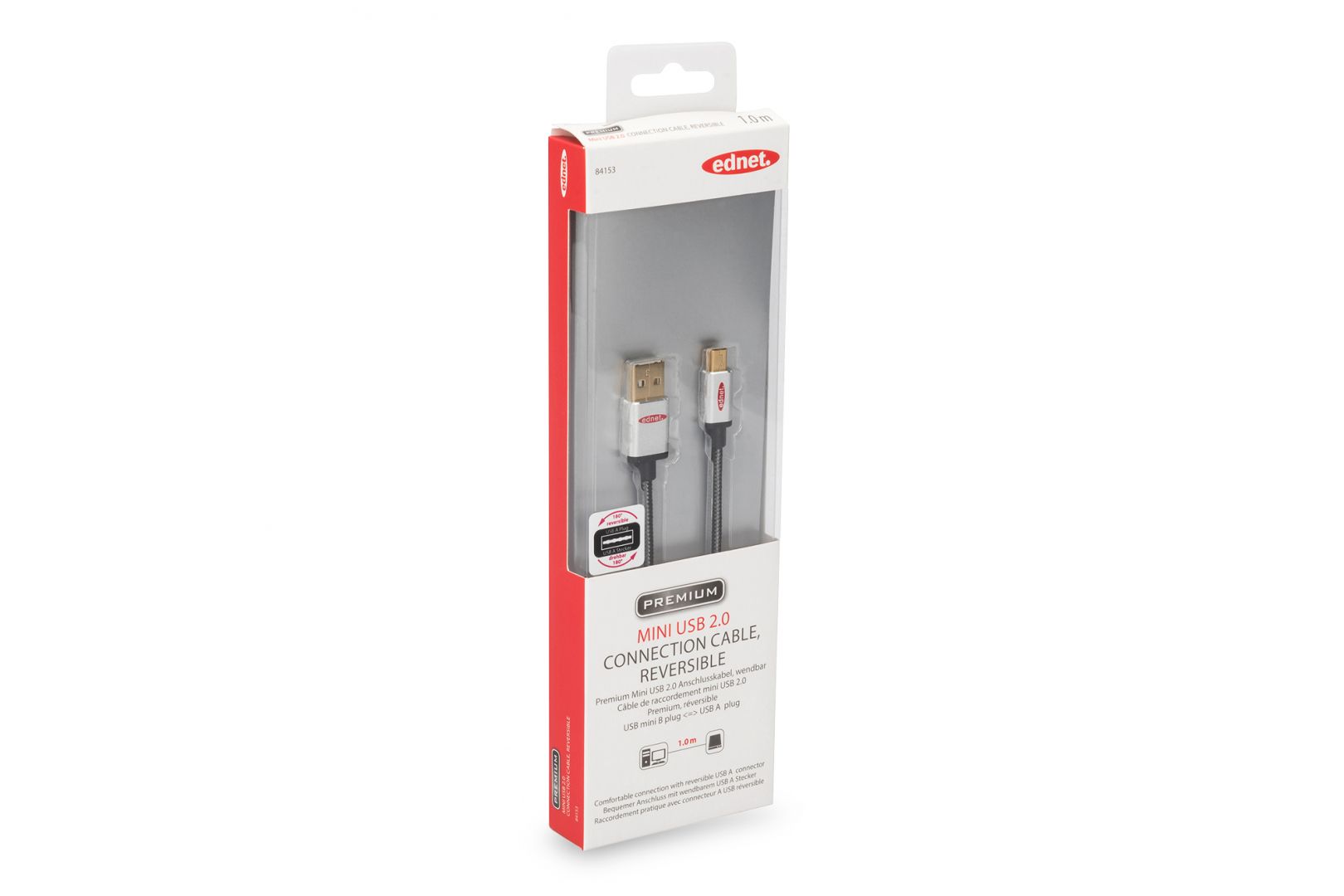Ednet USB 2.0 conection cable, type A - mini B