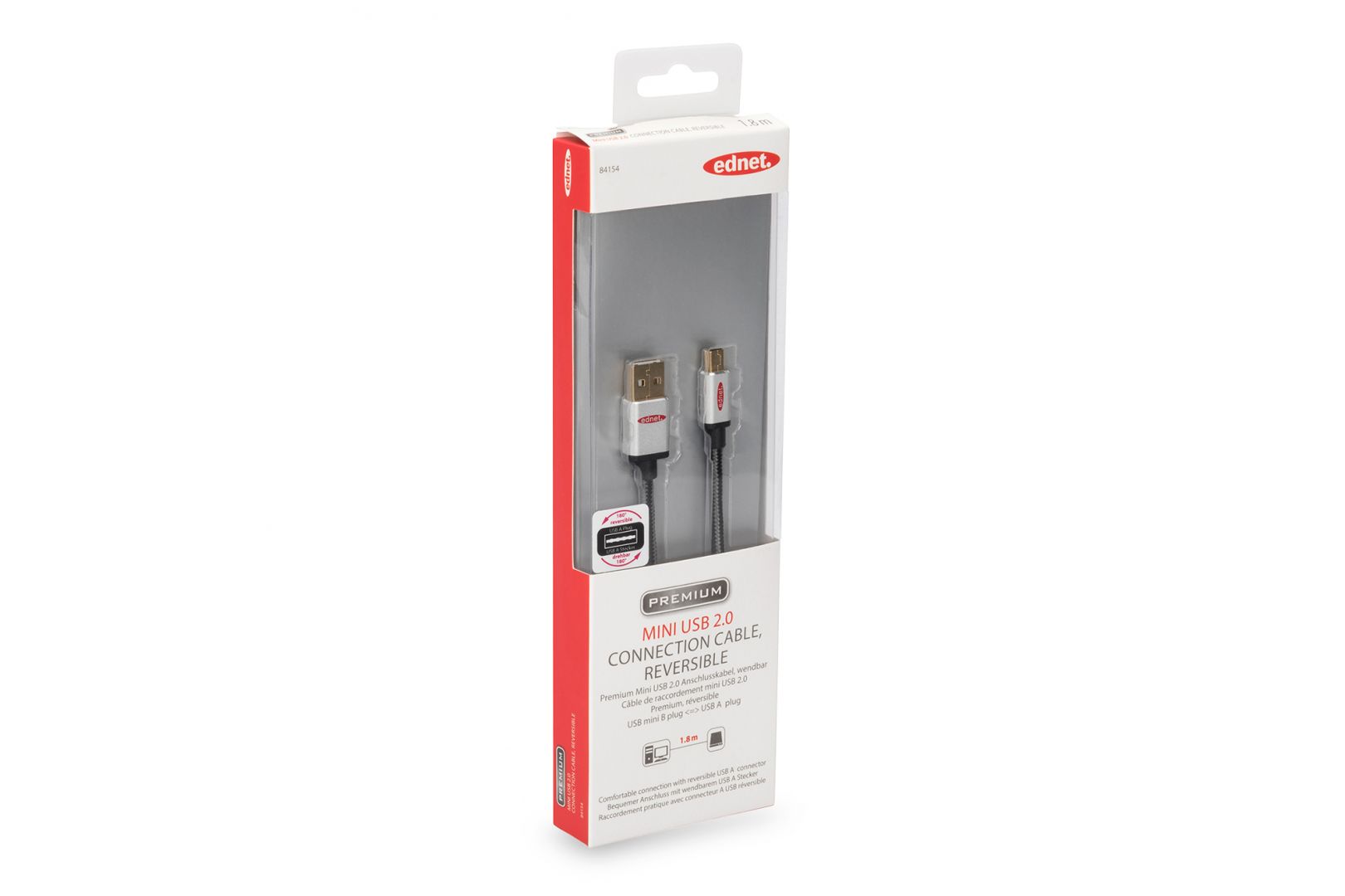 Ednet USB 2.0 connection cable, type A - mini B