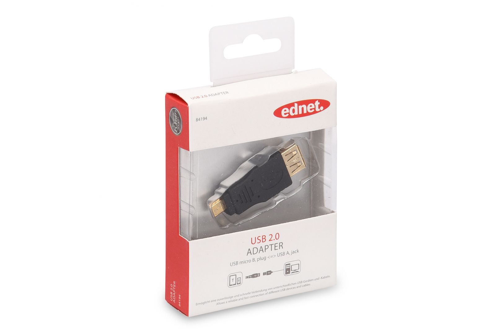 Ednet USB adapter, type micro B - A