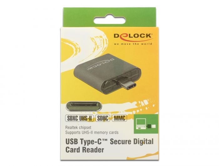 DeLock USB Type-C SDHC/SDXC UHS-II/MMC Single Slot Card Reader