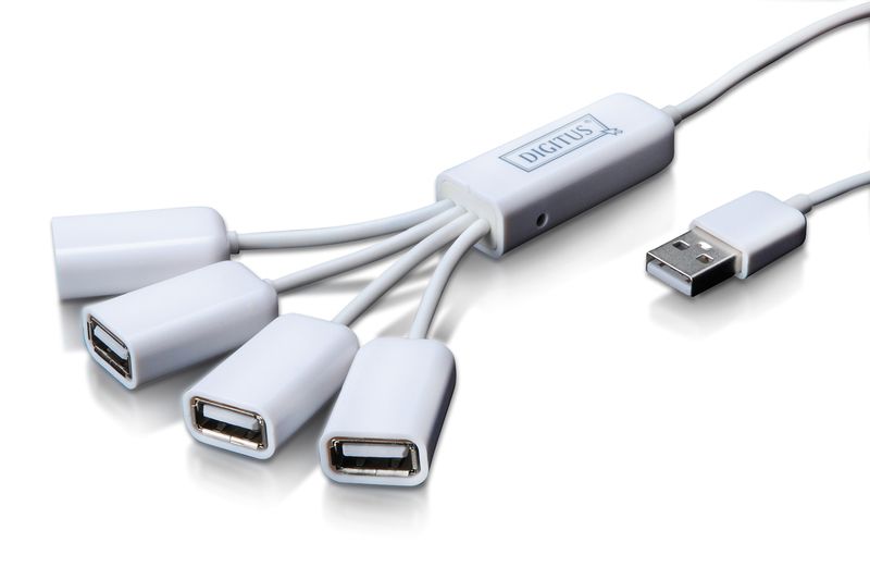 Digitus DA-70216 Slim Spider USB Hub 4-port White