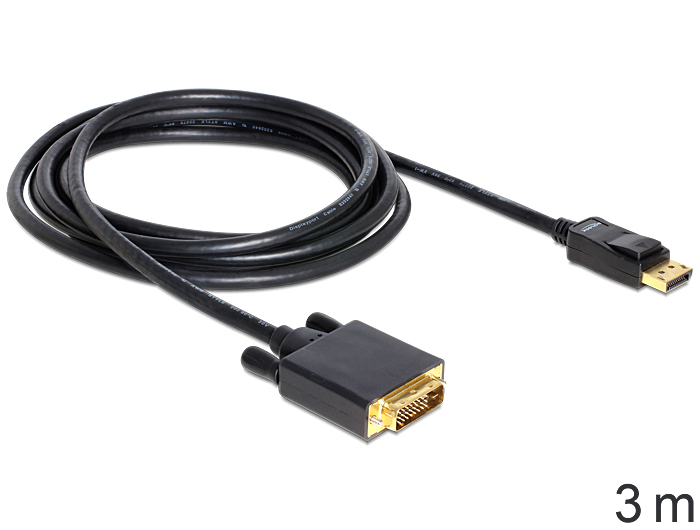 DeLock Cable Displayport 1.3 male > DVI 24+3 male passive 3m Black