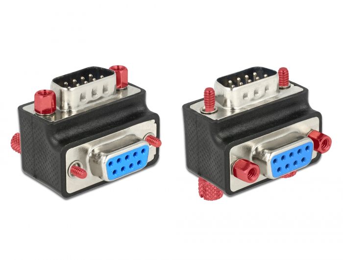 DeLock D-Sub 9 pin male > female 90° angled Nut and Screw changeable Adapter