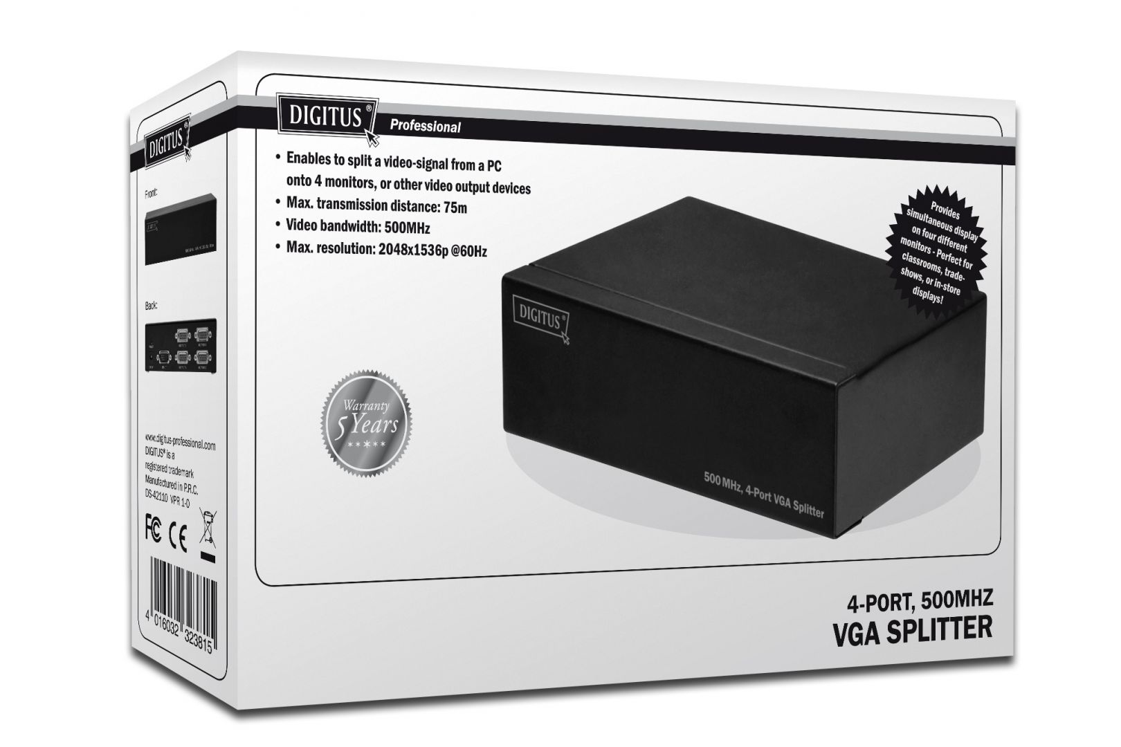 Digitus Video Splitter 1 PC, 4 Monitors