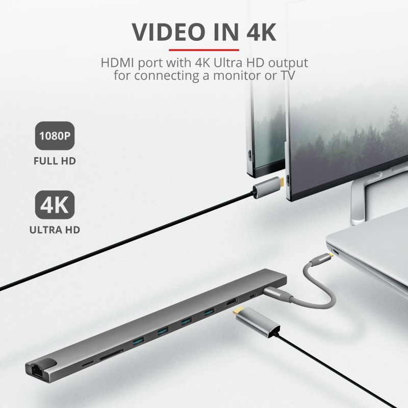 Trust Dalyx Aluminium 10-in-1 USB-C Multi-port Dock