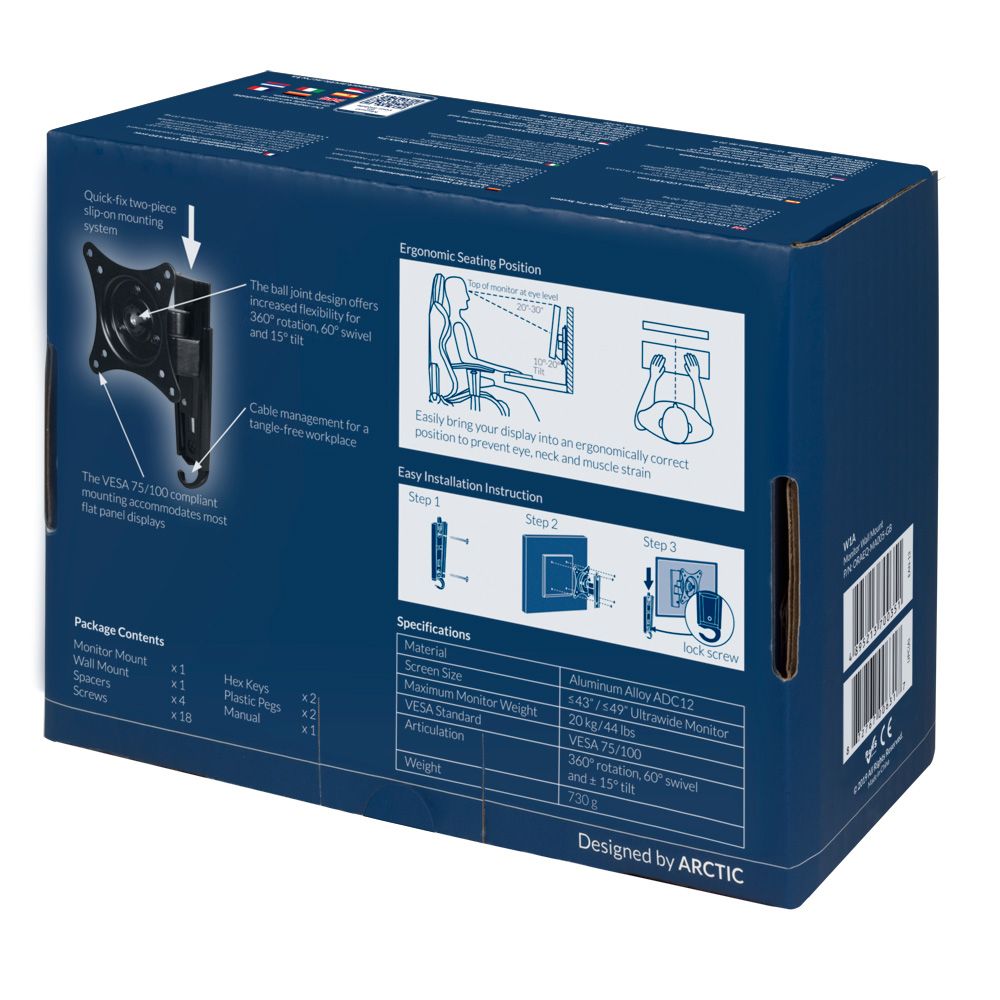 Arctic W1A Monitor Wall Mount with Quick-Fix System