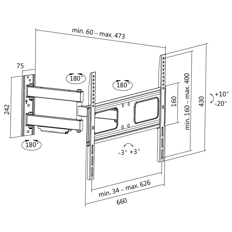 Logilink BP0019 37-70" TV wall mount Fix