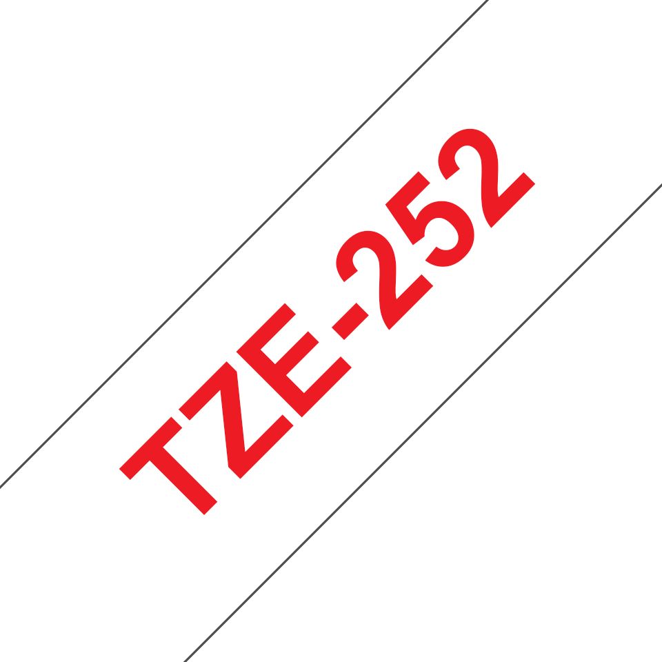 Brother TZe-252 laminált P-touch szalag (24mm) Red on White - 8m