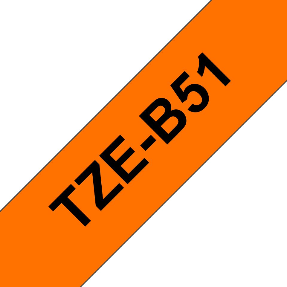 Brother TZe-B51 fluoreszkáló laminált P-touch szalag (24mm) Black on Orange - 5m