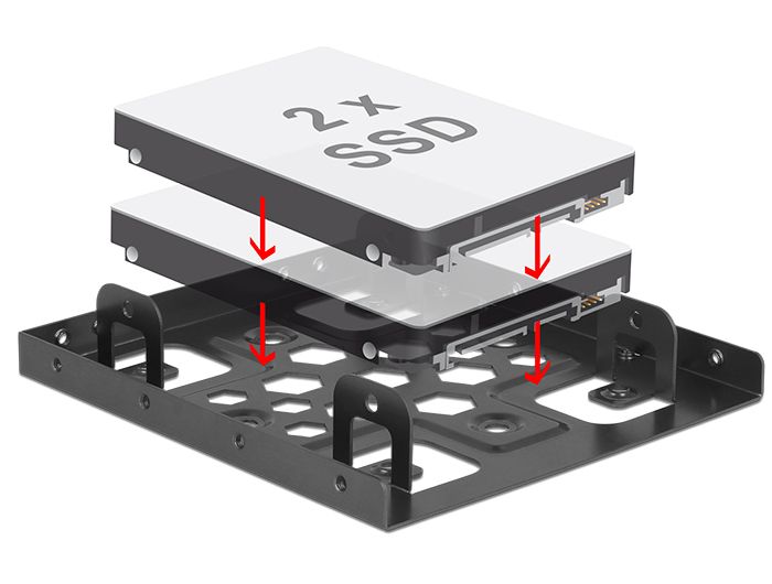 DeLock Aluminium installation frame 2x 2,5″ to 3,5″ Black
