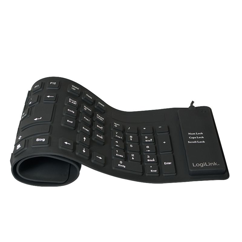 Logilink Flexible waterproof USB + PS/2 Keyboard Black