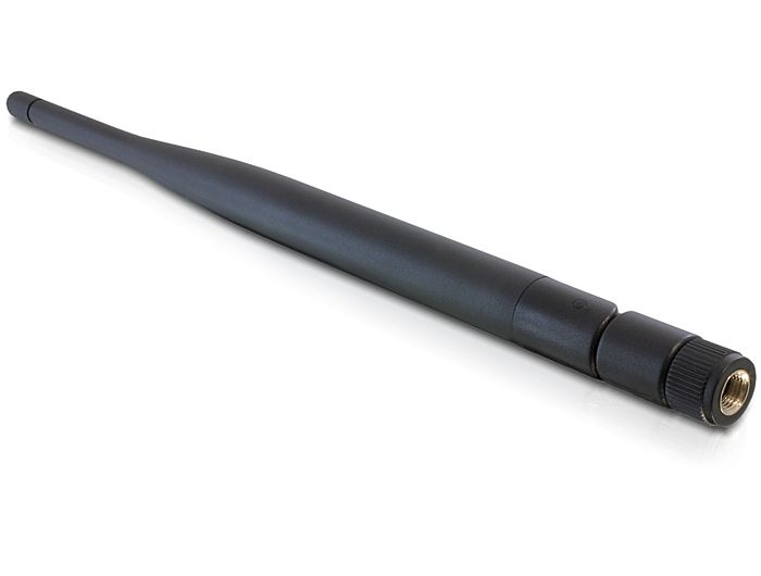 DeLock WLAN 802.11 b/g/n Antenna RP-SMA plug 5 dBi omnidirectional with tilt joint Black