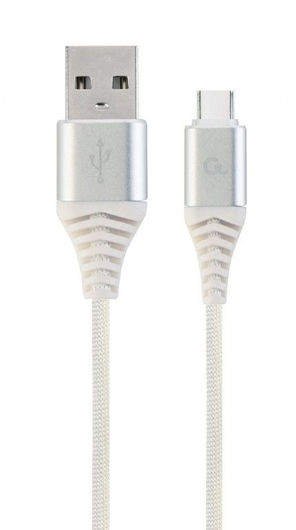 Gembird CC-USB2B-AMCM-2M-BW2 Premium cotton braided Type-C USB charging and data cable 2 m silver/white