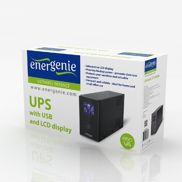Gembird UPS 850VA Energenie Line-In with USB and LCD Display