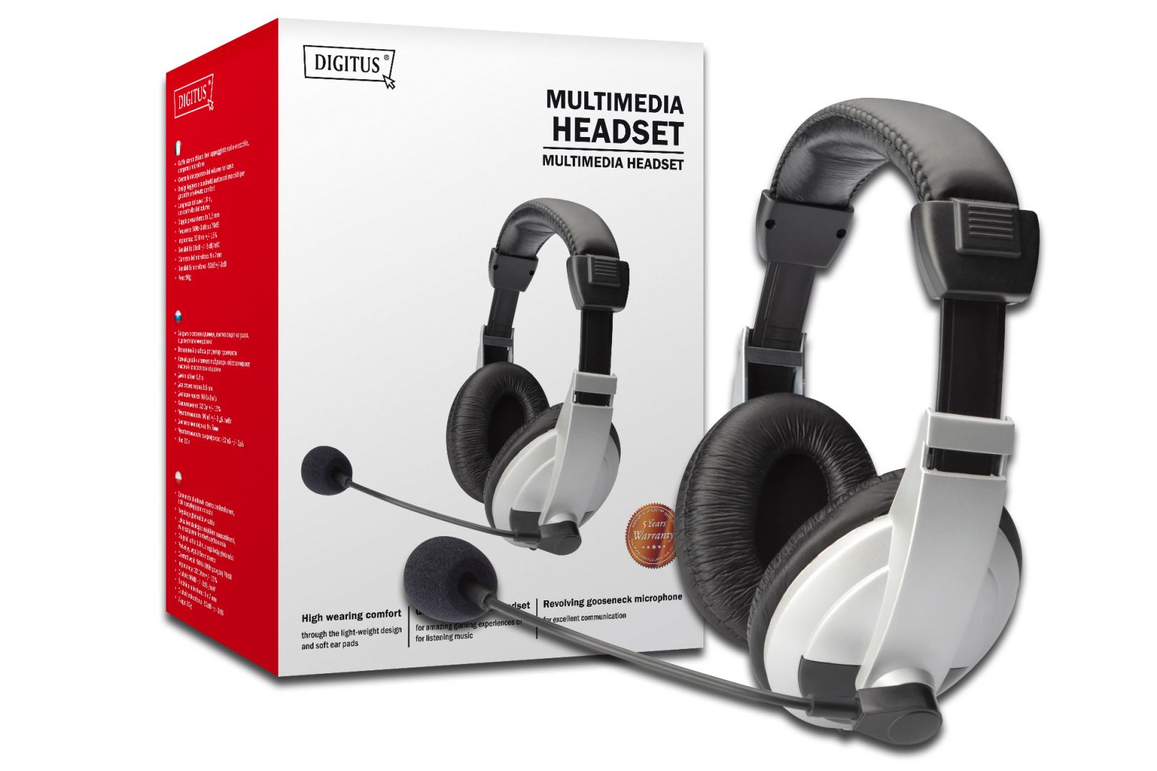 Digitus Stereo Multimedia Headset, with microphone