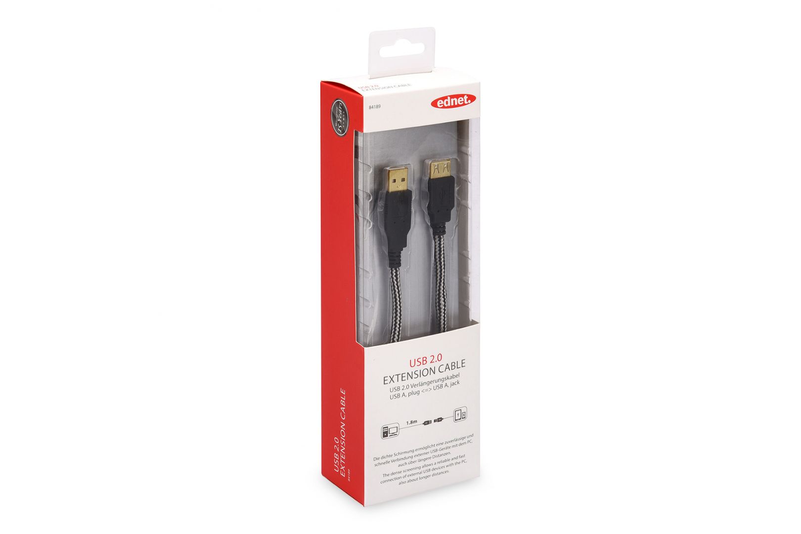 Ednet USB 2.0 extension cable, type A