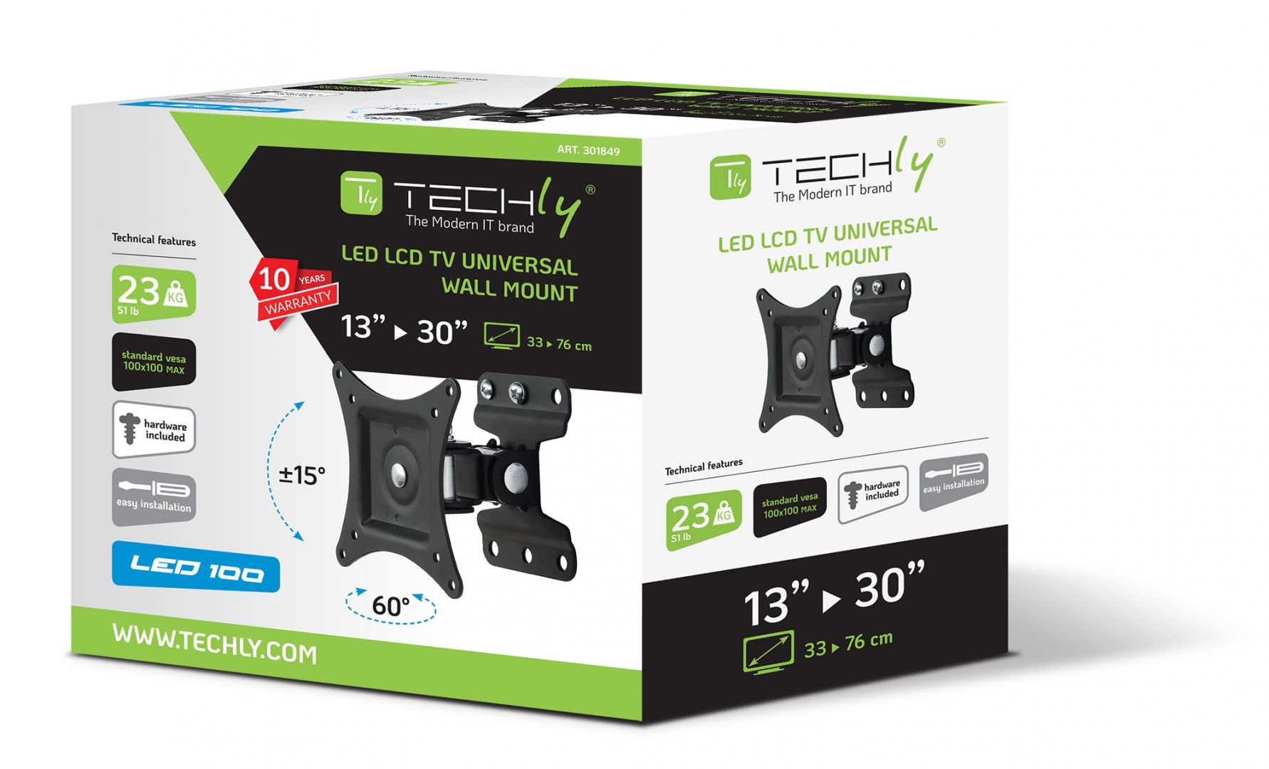 TECHLY  13"-30" Wall Bracket for LED LCD TV Full Motion