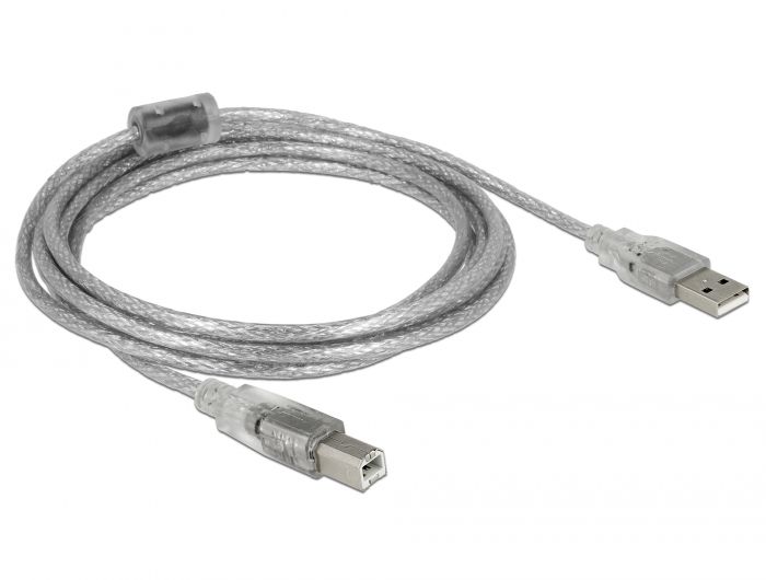 DeLock USB2.0 Type-A male > USB2.0 Type-B male 3m cable Transparent