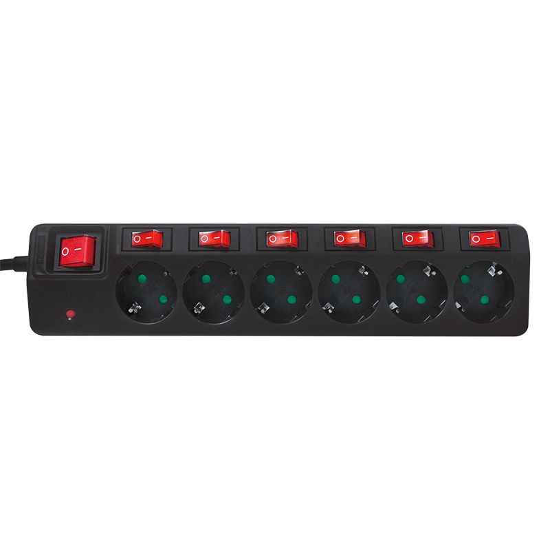 Logilink 6-way socket outlet with single and main ON/OFF switches