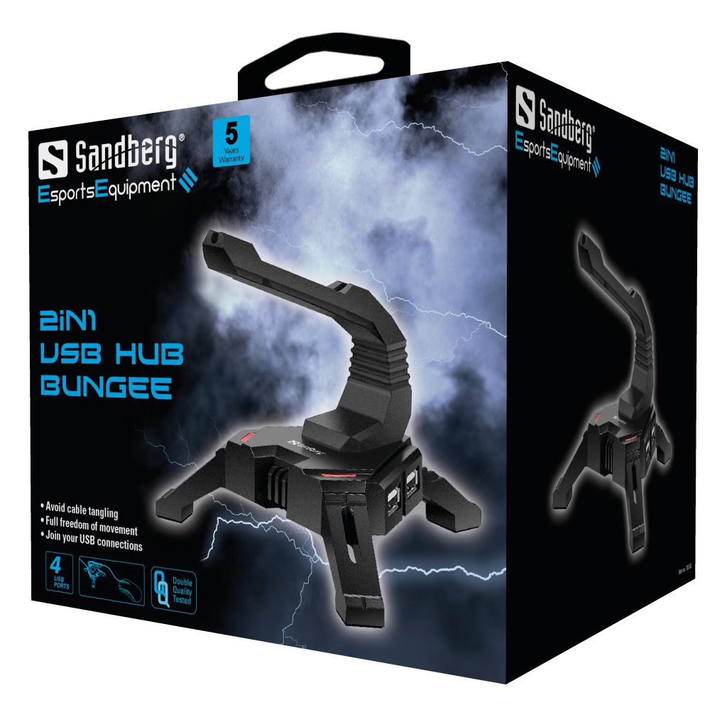 Sandberg 2in1 USB Hub Bungee Black