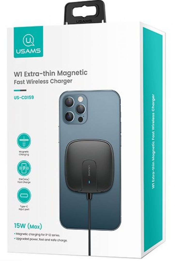 Usams W1 Extra-thin Magnetic Fast Wireless Charger Black