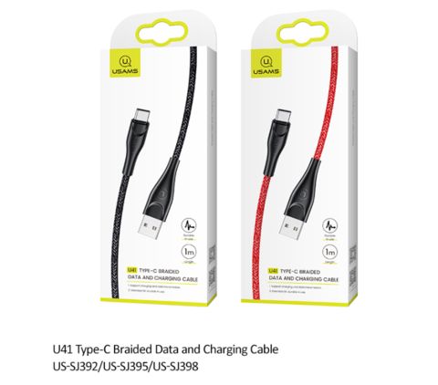 Usams U41 Type-C Braided Data and Charging Cable 1m Red