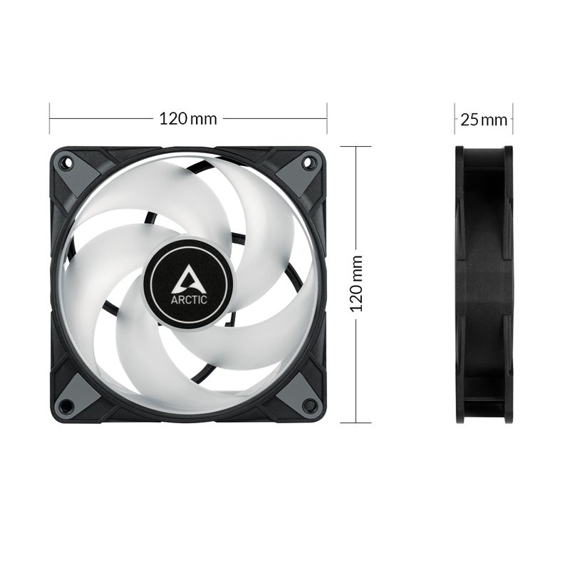 Arctic P12 PWM PST RGB 0dB Black 3db Value Pack with Controller