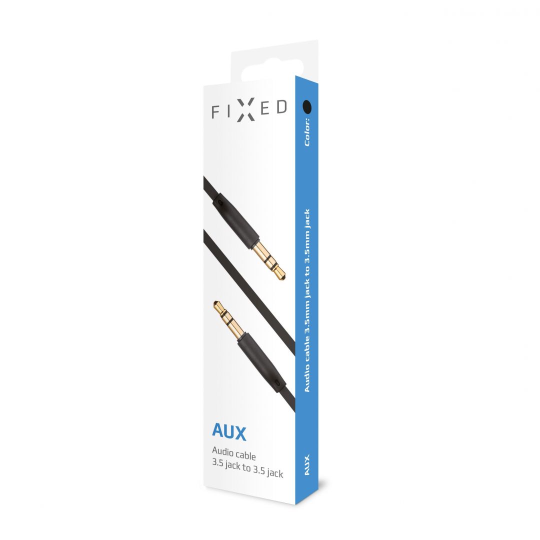 FIXED Flat audio AUX cable with connectors 2 x 3.5 mm jack, black