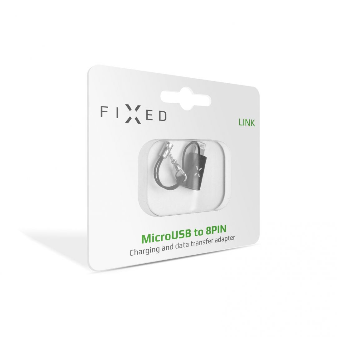 FIXED Link adapter for charging and data transfer microUSB to Lightning, black