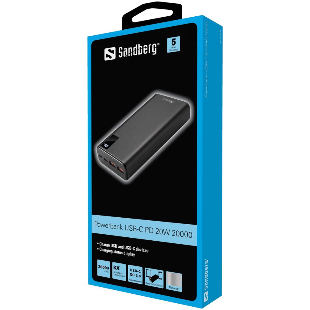 Sandberg Powerbank USB-C PD 20W 20000 Black