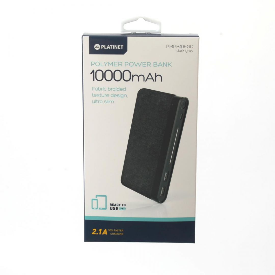 Platinet PMPB10FGD 10000mAh Polymer PowerBank Fabric Dark Gray