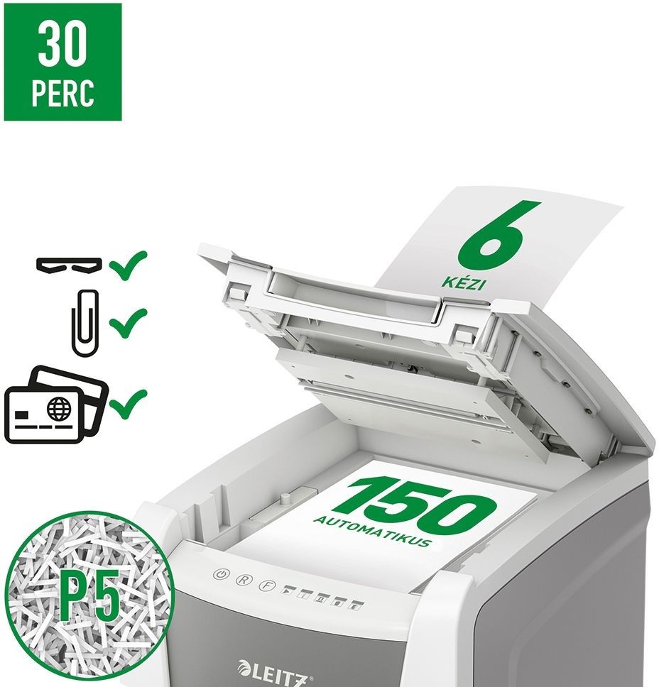 Leitz IQ AutoFeed Office 150 P5 Pro automata iratmegsemmisítő White