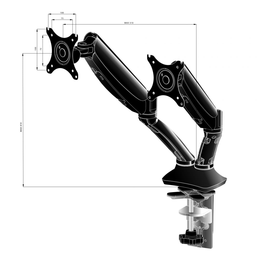 iiyama DS3002C-B1 Sleek and stylish dual gas spring arm