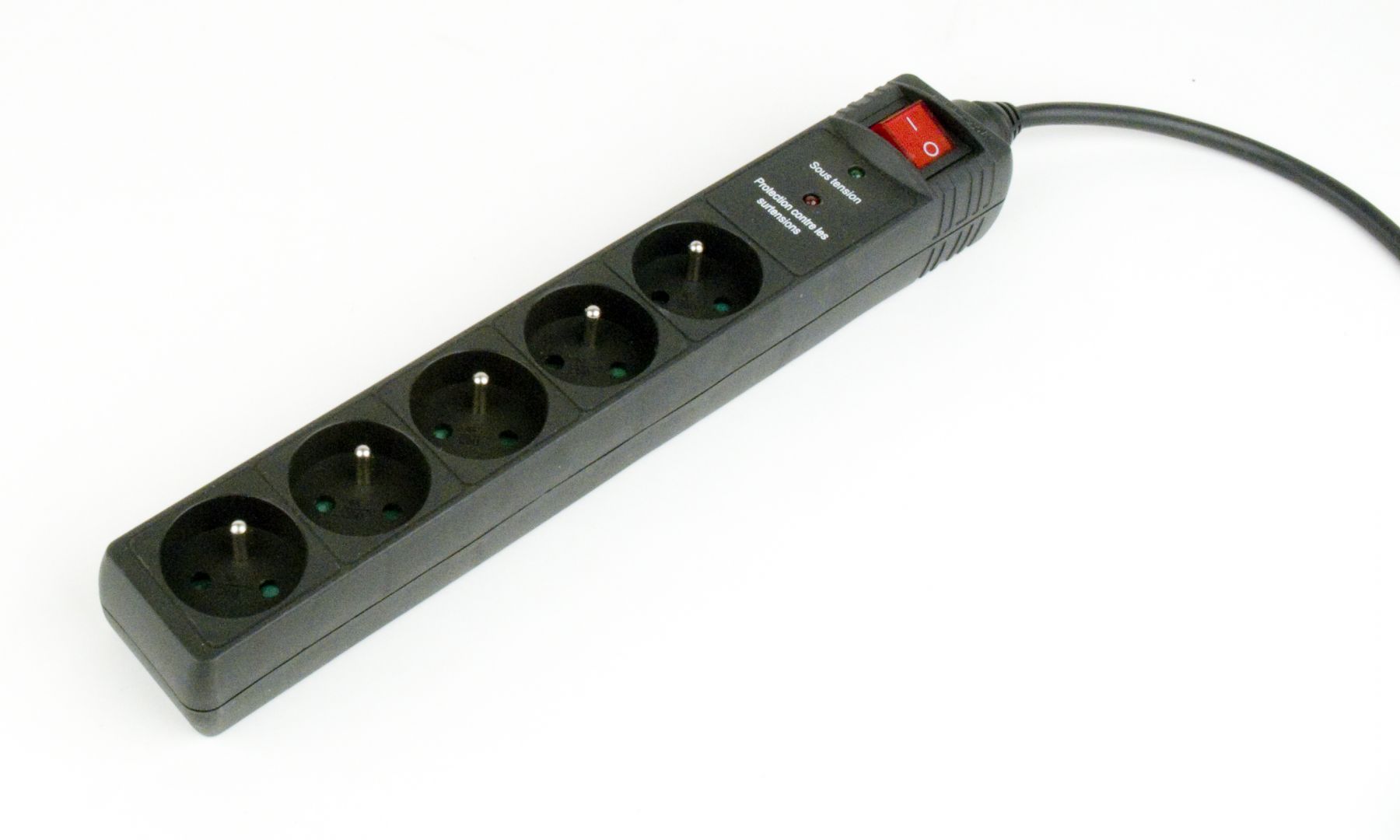 Gembird Surge protector 5 French sockets 1,5m Black