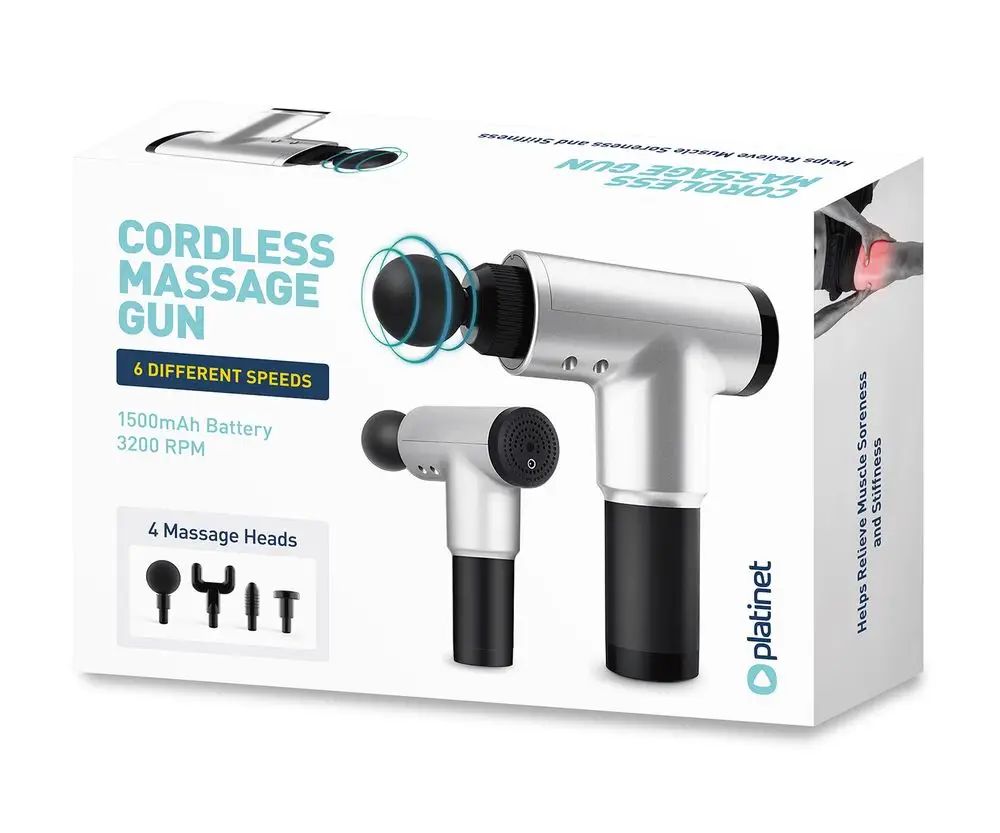 Platinet Sport Pro Cordless Massage Gun + 4 massage tips Silver