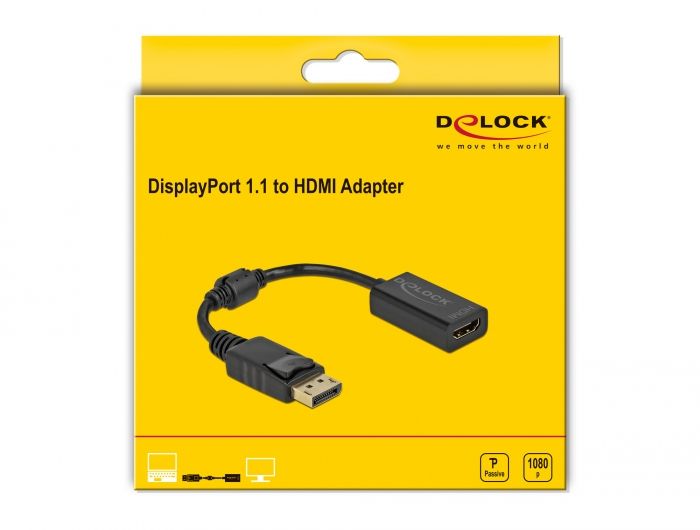 DeLock Adapter DisplayPort 1.1 male to HDMI female Passive Black