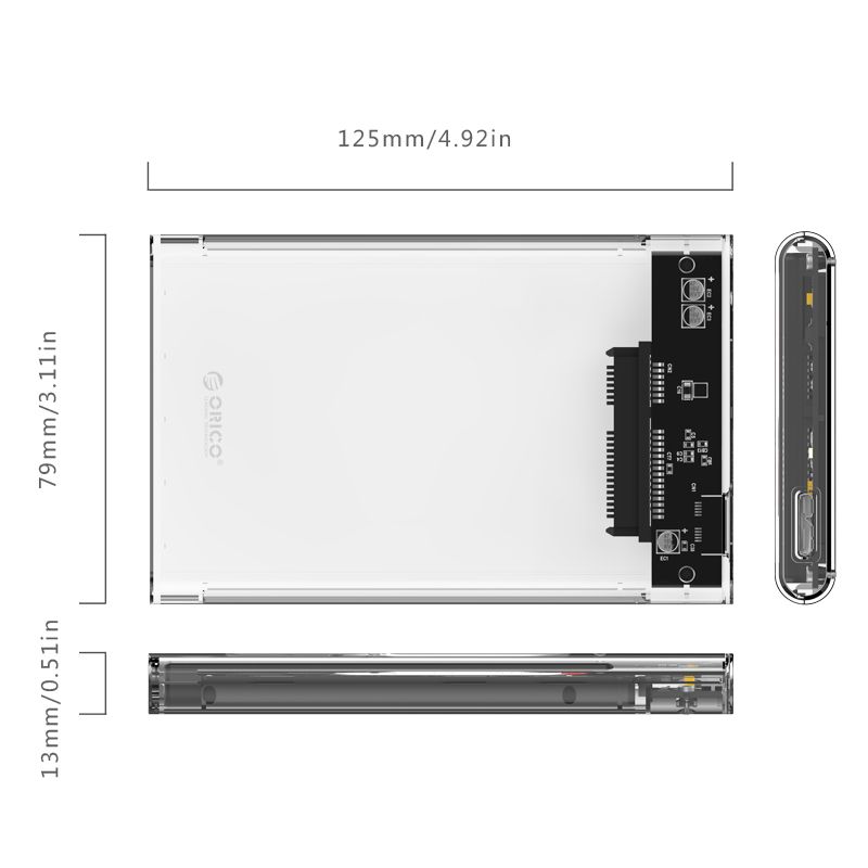 Orico 2139U3-CR 2,5" USB3.0 Hard Drive Enclosure Transparent