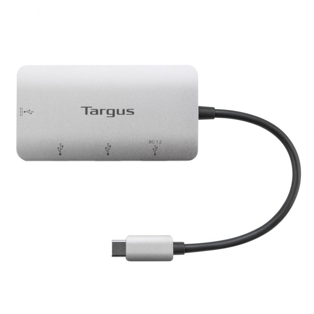 Targus USB-C Multi-Port Hub with 2x USB-A and 2x USB-C Ports with 100W PD Pass-Thru Silver