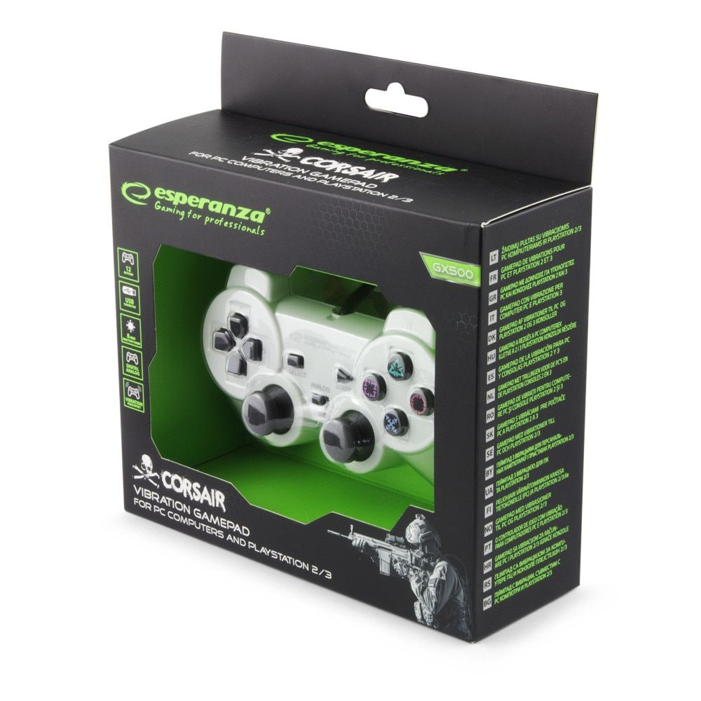 Esperanza Corsair USB Gamepad PC2/PS3/PC White/Black