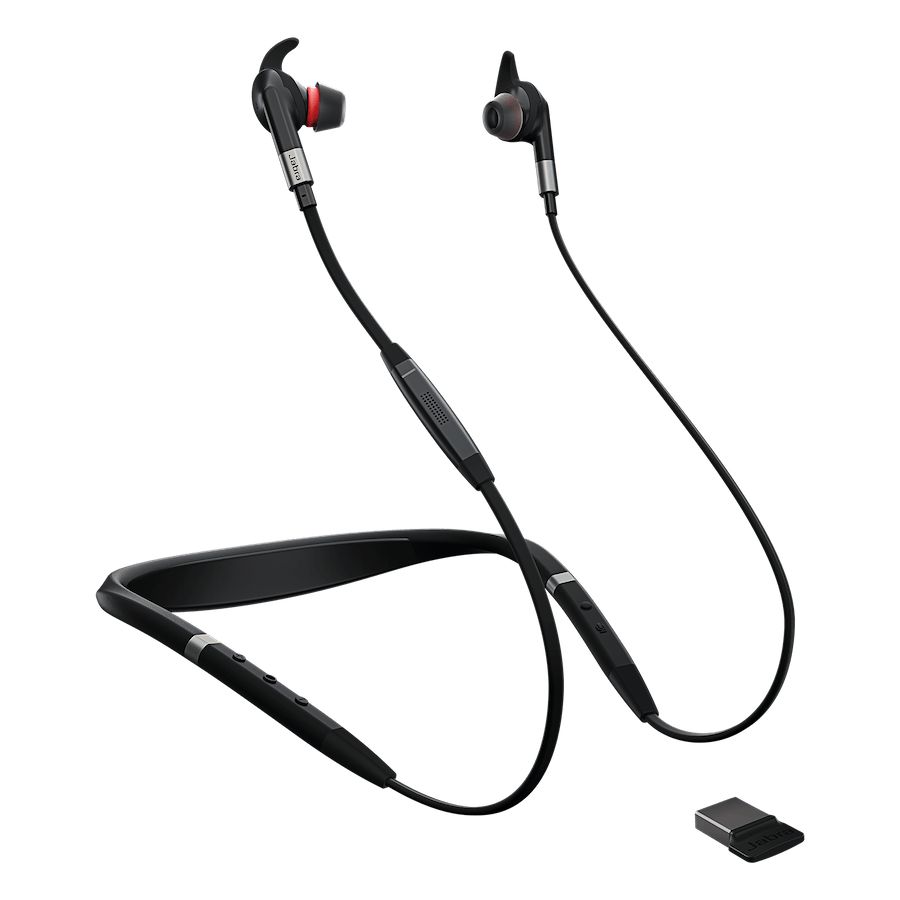 Jabra Evolve 75e Stereo MS Charging stand & Link 370 Headset Black