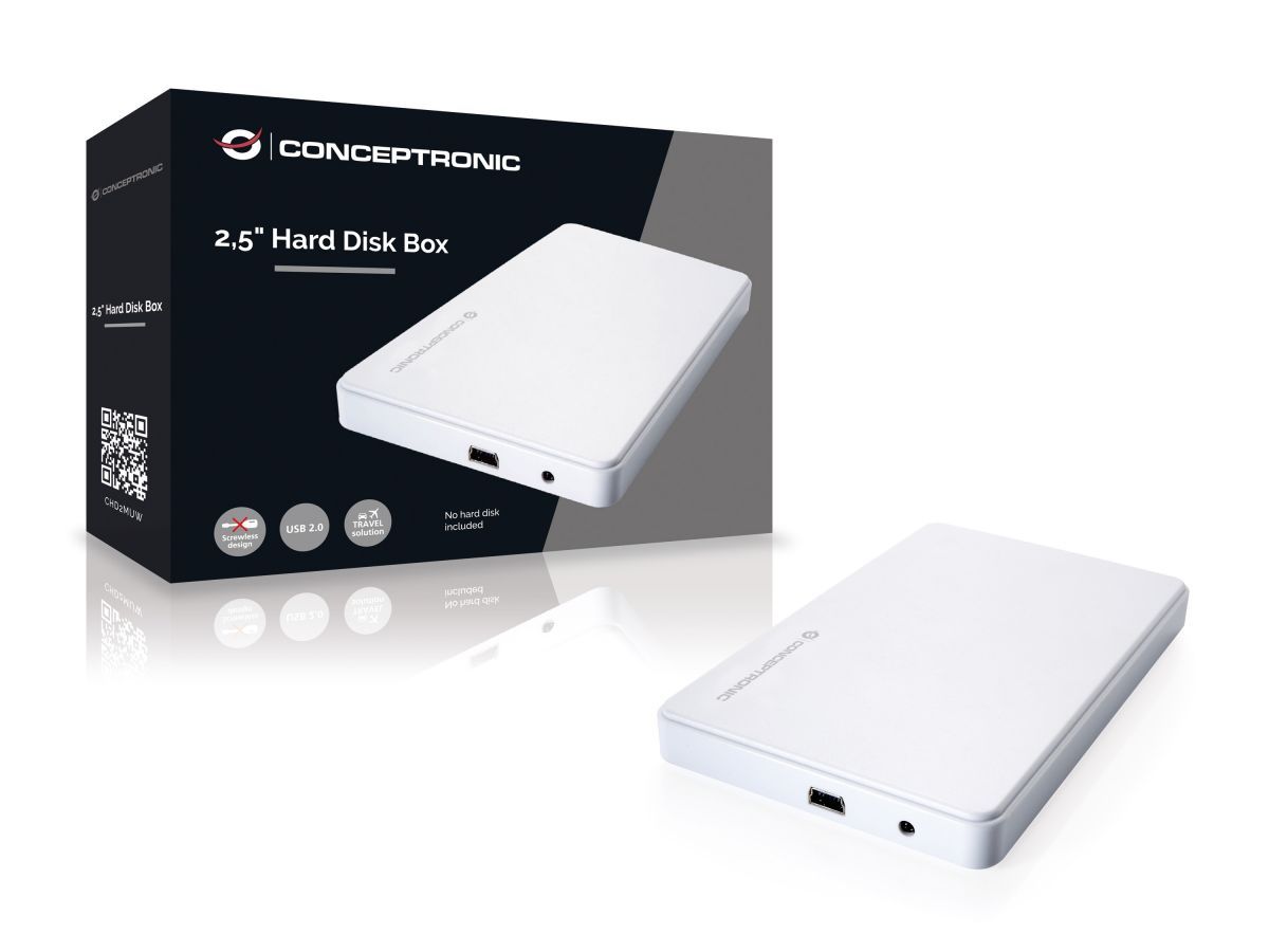 Conceptronic  2,5" USB2.0 SATAIII HDD/SSD Enclosure White