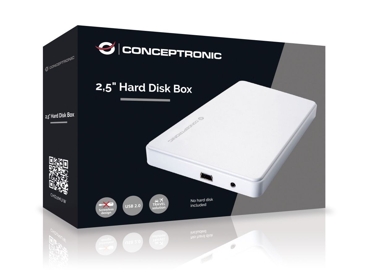 Conceptronic  2,5" USB2.0 SATAIII HDD/SSD Enclosure White
