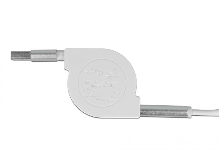 DeLock USB 3 in 1 Retractable Charging Cable for Lightning / Micro USB / USB Type-C White