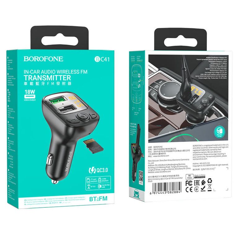 BOROFONE BC41 Bluetooth Transzmitter Black