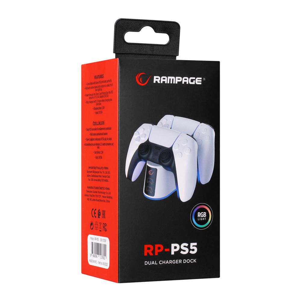 Rampage RP-PS5 PS5 Dual Charge Stations White